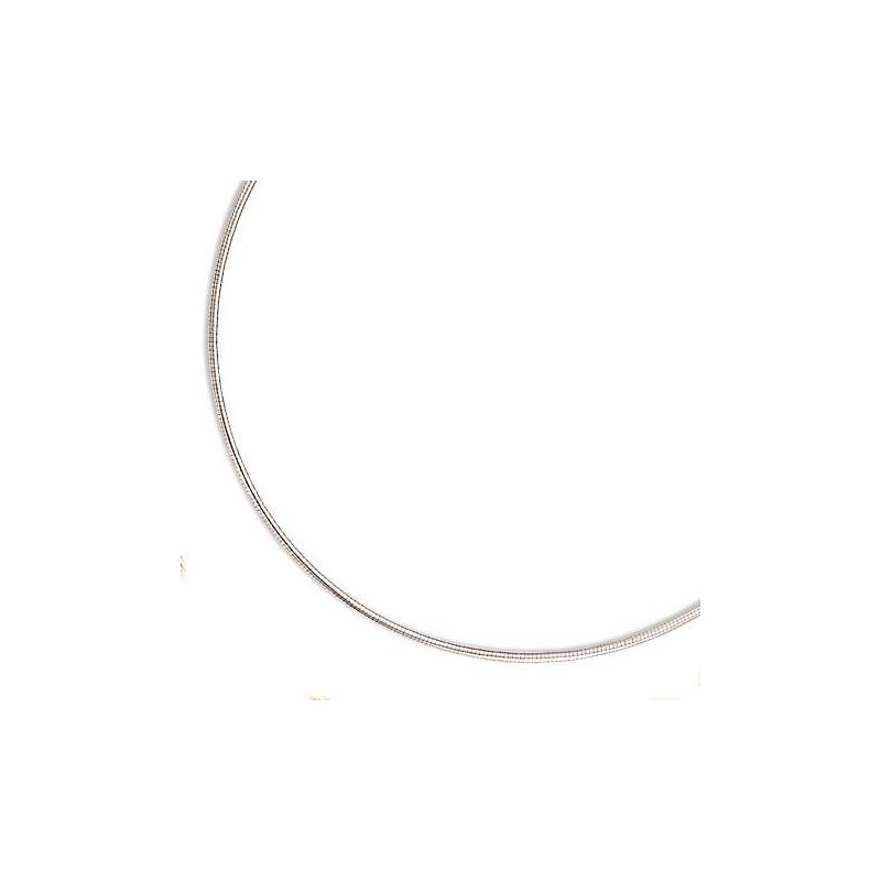 Collier câble en or blanc 18 carats pour femme - Oméga 2 mm - Lyn&Or Bijoux