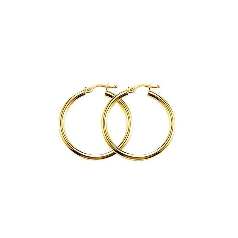 Boucles Créoles or jaune 18 carats pour femme, Lumières 30 mm Boucles Créoles or jaune 18 carats pour femme, Lumières 30 mm
