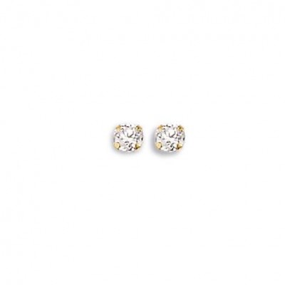 boucles d'oreilles femme, clous en or et zircon solitaire 4mm - Persée - Lyn&Or Bijoux