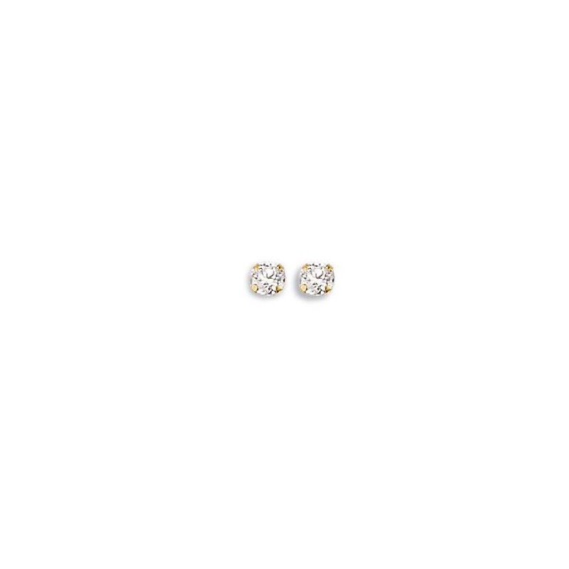 boucles d'oreilles femme, clous en or et zircon solitaire 4mm - Persée - Lyn&Or Bijoux