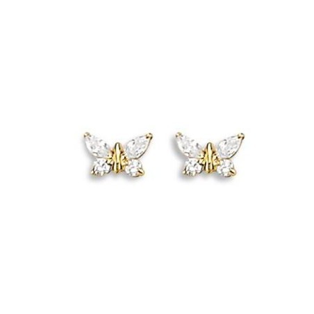 Boucles d'oreilles pour fille en or 18 carats papillons, luxe - Lyn&Or Bijoux