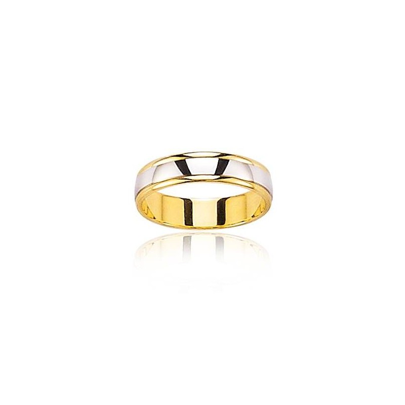 Alliance en or 18 carats jaune et gris pour homme, Notre Amour Alliance en or 18 carats jaune et gris pour homme, Notre Amour