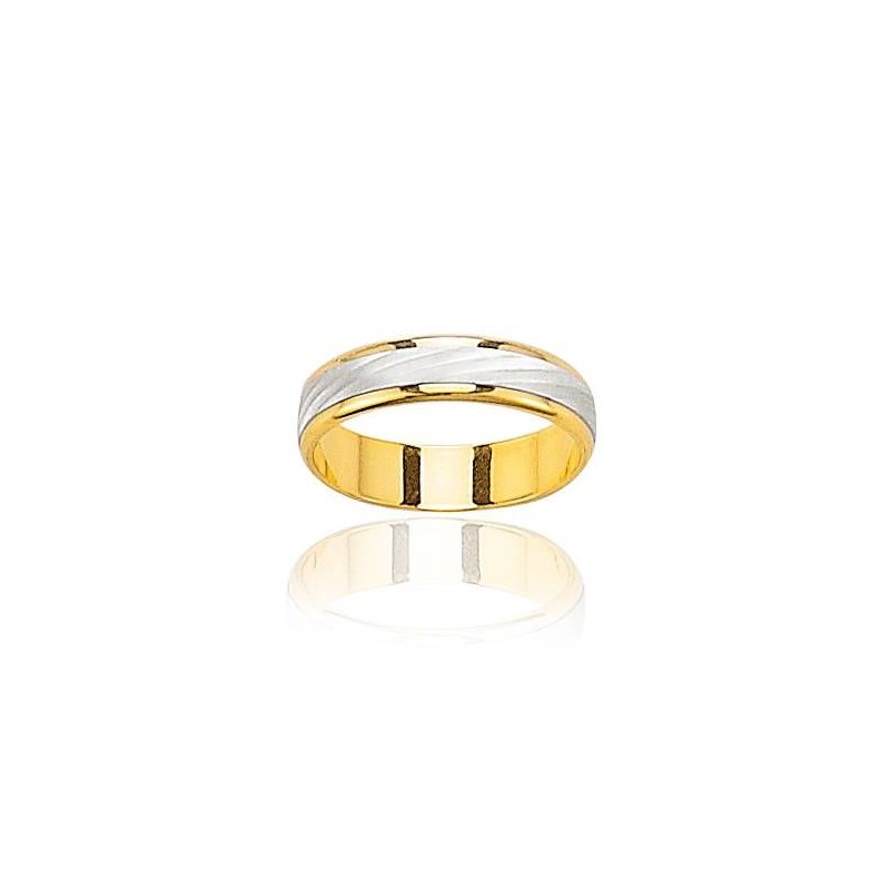 Alliance bicolore pour homme en or 18 carats - Elégance - Lyn&Or Bijoux