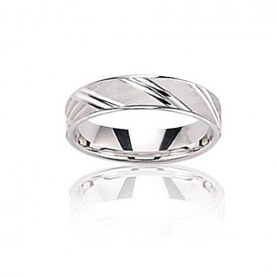 Alliance pour homme originale en or blanc - Je te promets - Lyn&Or Bijoux