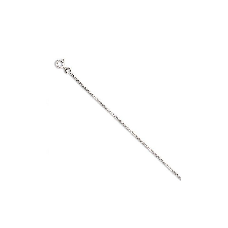 Chaîne pour pendentif en or blanc pour femme - Maille Gourmette 1,2 mm - Lyn&Or Bijoux