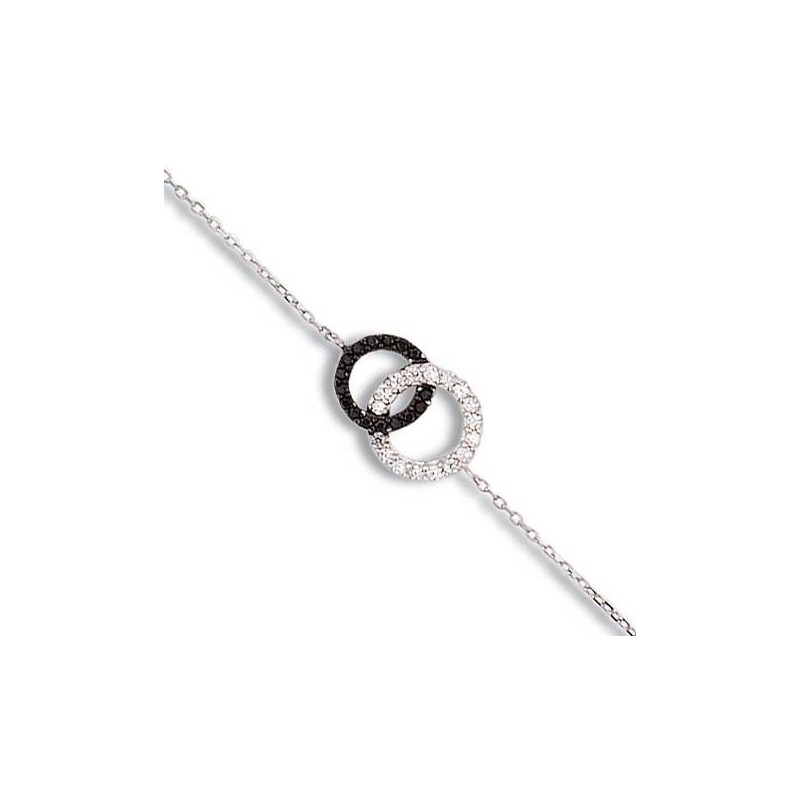 Bracelet en argent et zircon noir et blanc pour femme - Union - Lyn&Or Bijoux