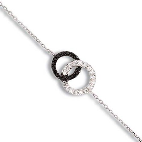 Bracelet en argent et zircon noir et blanc pour femme - Union - Lyn&Or Bijoux