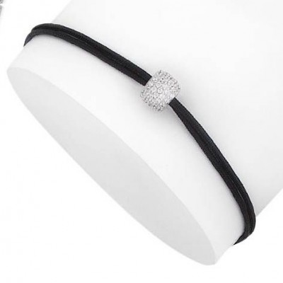 Bracelet cordon noir, perle zircon et argent pour femme - Fashionista - Lyn&Or Bijoux