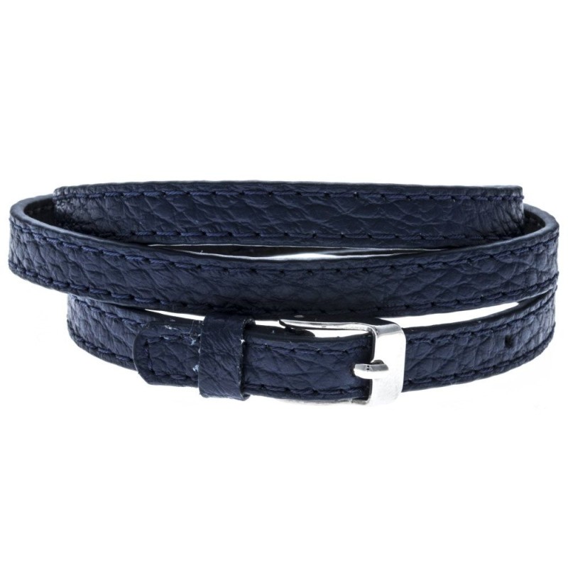 Bracelet manchette Gamy's interchangeable cuir bleu nuit 3 liens Bracelet manchette Gamy's interchangeable cuir bleu nuit 3 liens