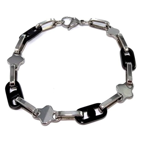 Bracelet acier gris et noir pour femme - Stina - Lyn&Or Bijoux