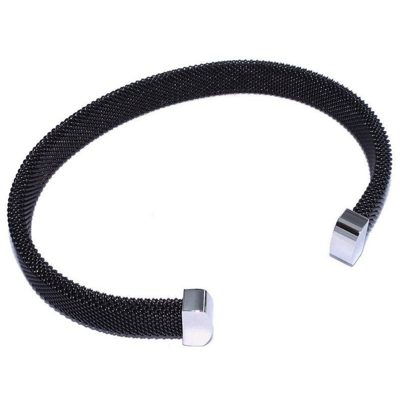 Bracelet ouvert acier noir et gris pour femme, Gigi Bracelet ouvert acier noir et gris pour femme, Gigi