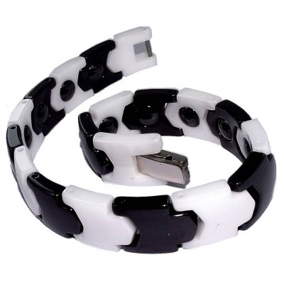 Bracelet noir & blanc en céramique pour femme - Bianca - Lyn&Or Bijoux