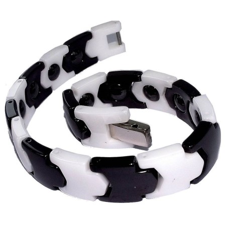 Bracelet femme Noir/ Blanc céramique, fermoir acier ♥ Lyn&Or