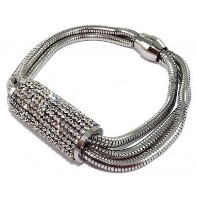 Bracelet aimanté en acier et Cristal pour femme - Grandiosa - Lyn&Or Bijoux