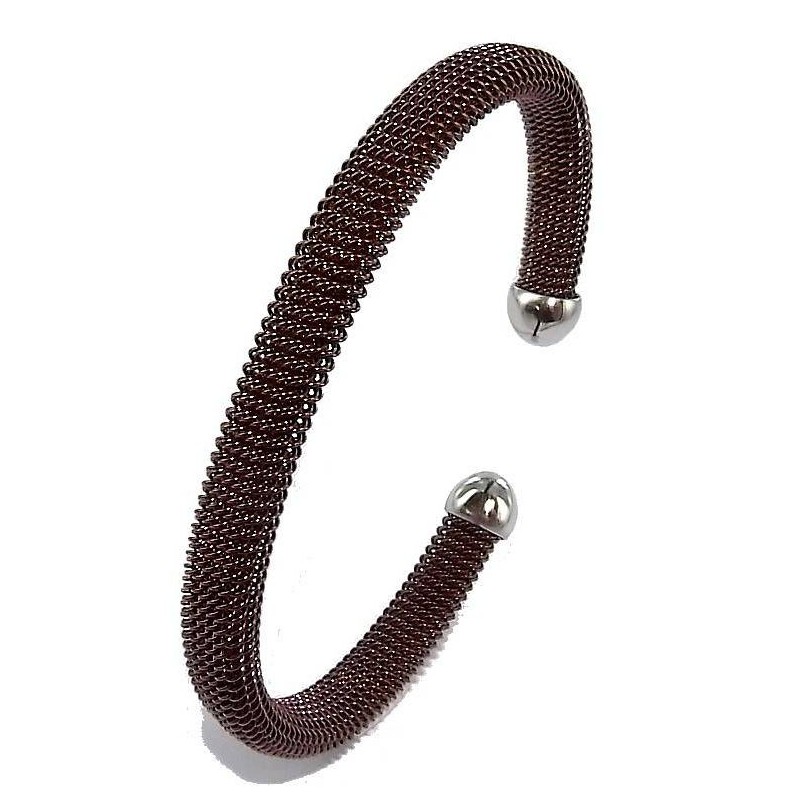 Bracelet jonc en acier marron pour femme - Chocolat - Lyn&Or Bijoux