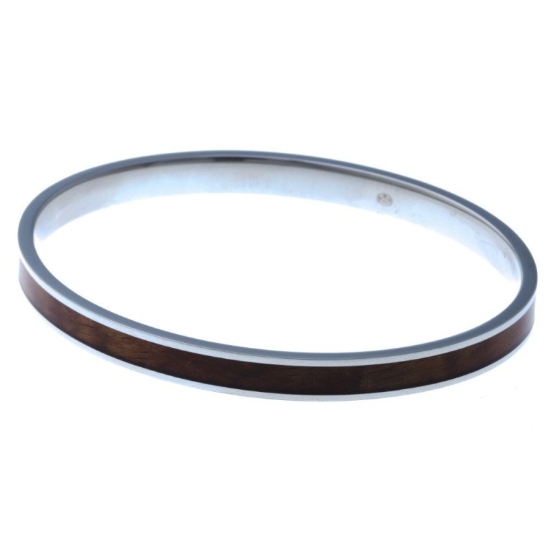 Bracelet jonc acier et bois Koa pour femme, Hawaii Bracelet jonc acier et bois Koa pour femme, Hawaii