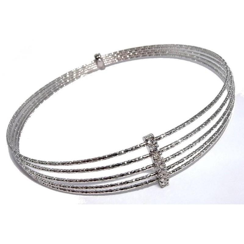 Bracelet jonc 5 fils en argent 925 rhodié pour femme, Pinky Bracelet jonc 5 fils en argent 925 rhodié pour femme, Pinky