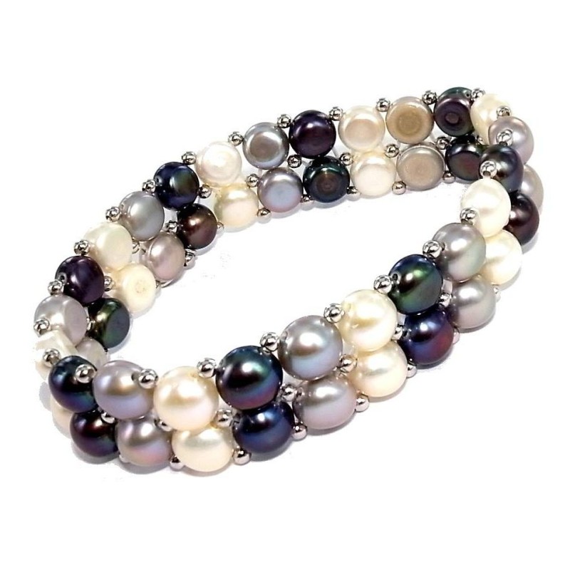 Gourmette de perles véritables deux rangs pour femme, Elya Gourmette de perles véritables deux rangs pour femme, Elya