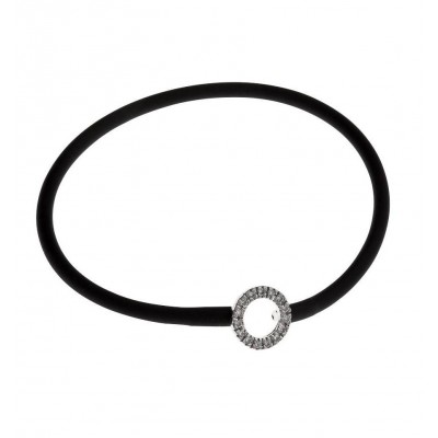 Bracelet silicone noir et argent rhodié pour femme - Cercle - Lyn&Or Bijoux