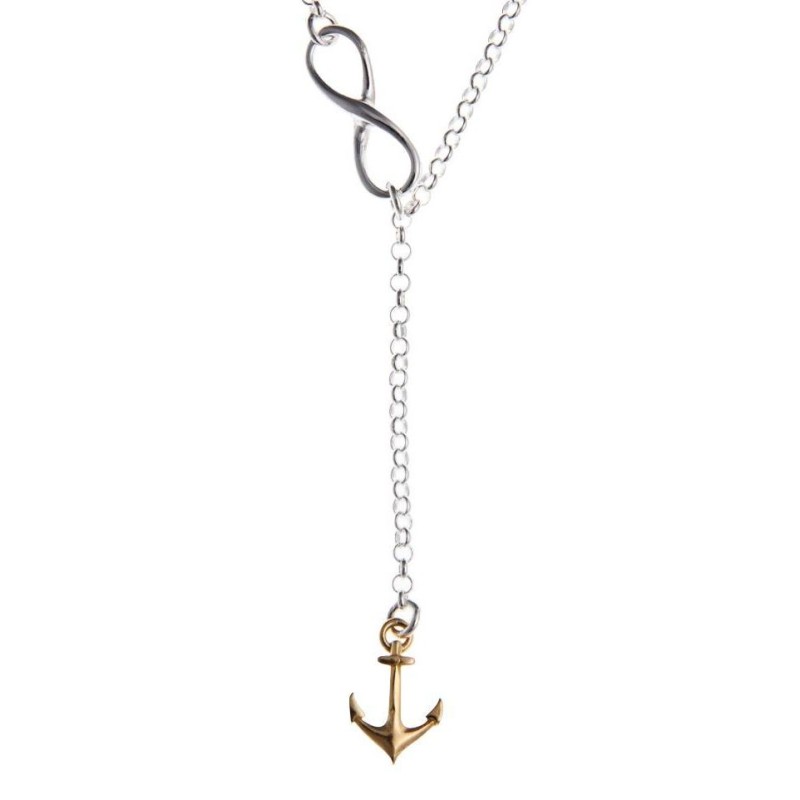 Collier en argent 925 millièmes deux tons pour femme, Ancre Collier en argent 925 millièmes deux tons pour femme, Ancre