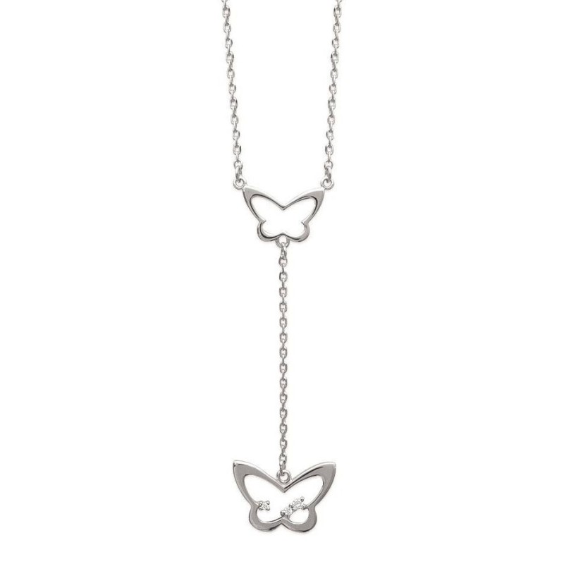 Collier pour femme en argent 925 - Papillon brillant - Lyn&Or Bijoux