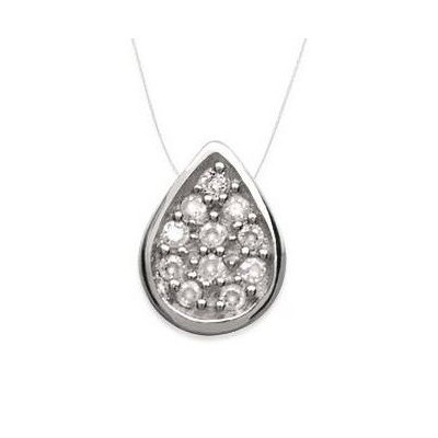 Collier femme en argent, pendentif zircon goutte + fil transparent - Lyn&Or Bijoux