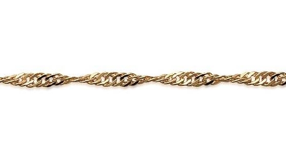 COLLIER CHAINE MAILLE SINGAPOUR TORSADE 60CM PLAQUE OR NEUF N°2