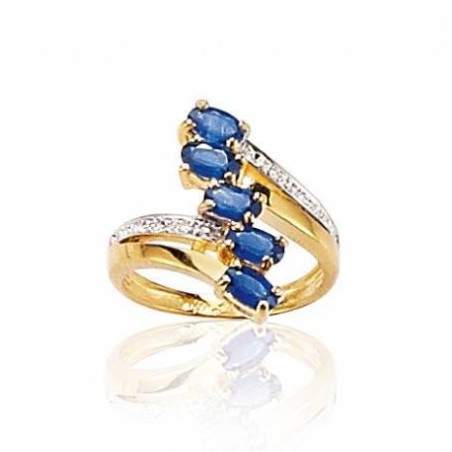 Bague pour femme, Saphir, Diamant & Or Jaune - Beauté - Lyn&Or Bijoux