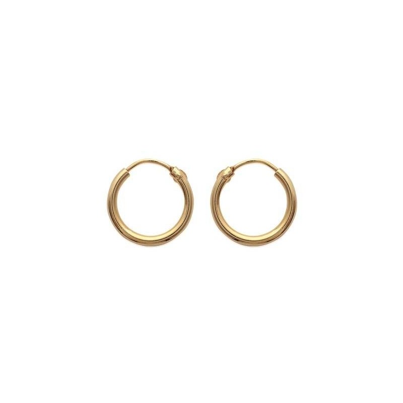 Boucles d'oreilles créoles 14 mm en plaqué or, fil 1,5 mm, Lido Boucles d'oreilles créoles 14 mm en plaqué or, fil 1,5 mm, Lido