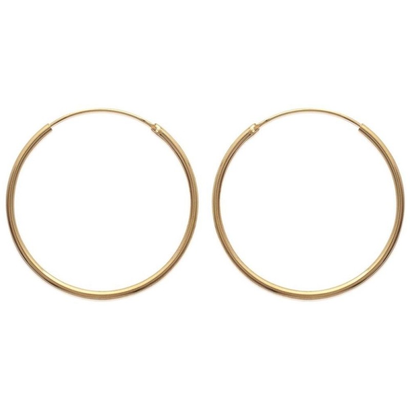 Boucles d'oreilles créoles 40 mm en plaqué or, fil 2 mm, Colibri Boucles d'oreilles créoles 40 mm en plaqué or, fil 2 mm, Colibri