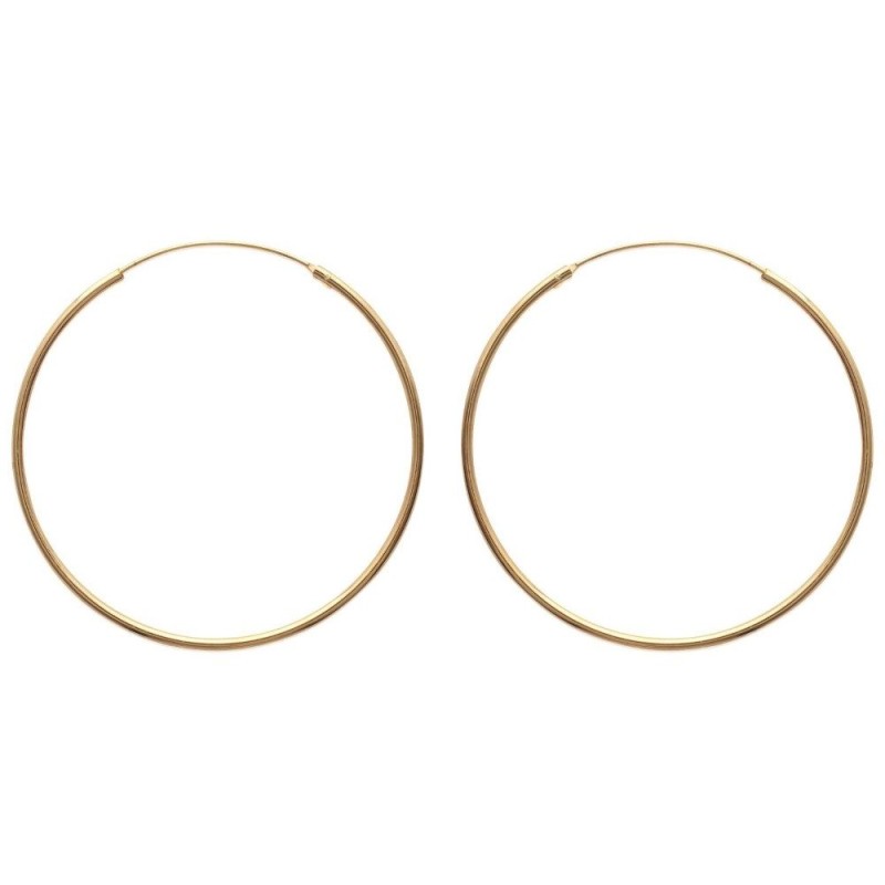 Boucles d'oreilles créoles 60 mm en plaqué or, fil 2 mm, Colibri Boucles d'oreilles créoles 60 mm en plaqué or, fil 2 mm, Colibri
