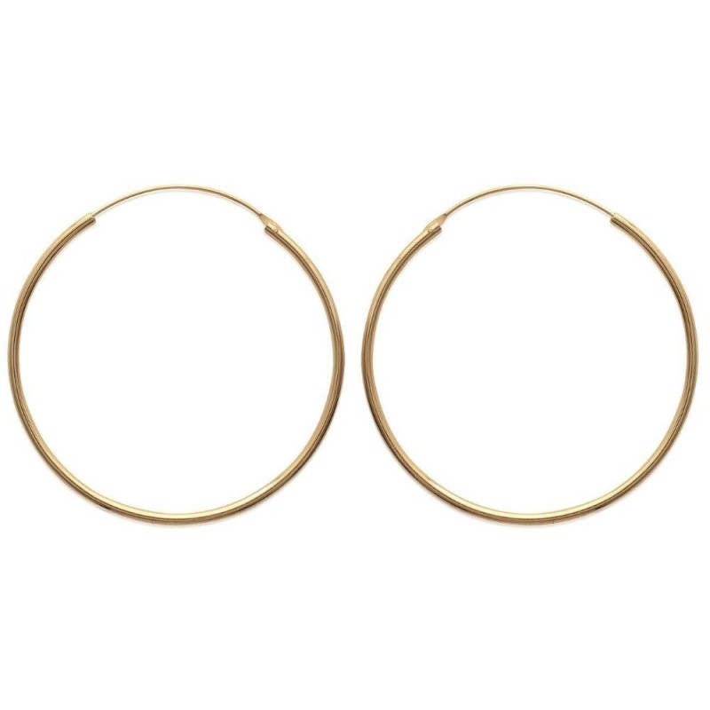 Boucles créoles diamètre 50 mm en plaqué or, fil 2 mm, Colibri Boucles créoles diamètre 50 mm en plaqué or, fil 2 mm, Colibri