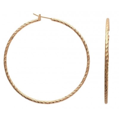 Créoles plaqué or torsadées 60 mm, fil 2 mm pour femme - Tchin - Lyn&Or Bijoux
