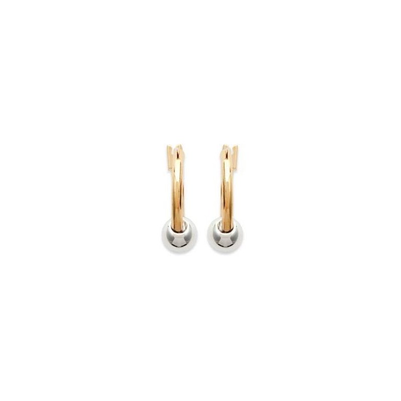 Créoles avec perles en plaqué or bicolore pour femme - Perle - Lyn&Or Bijoux