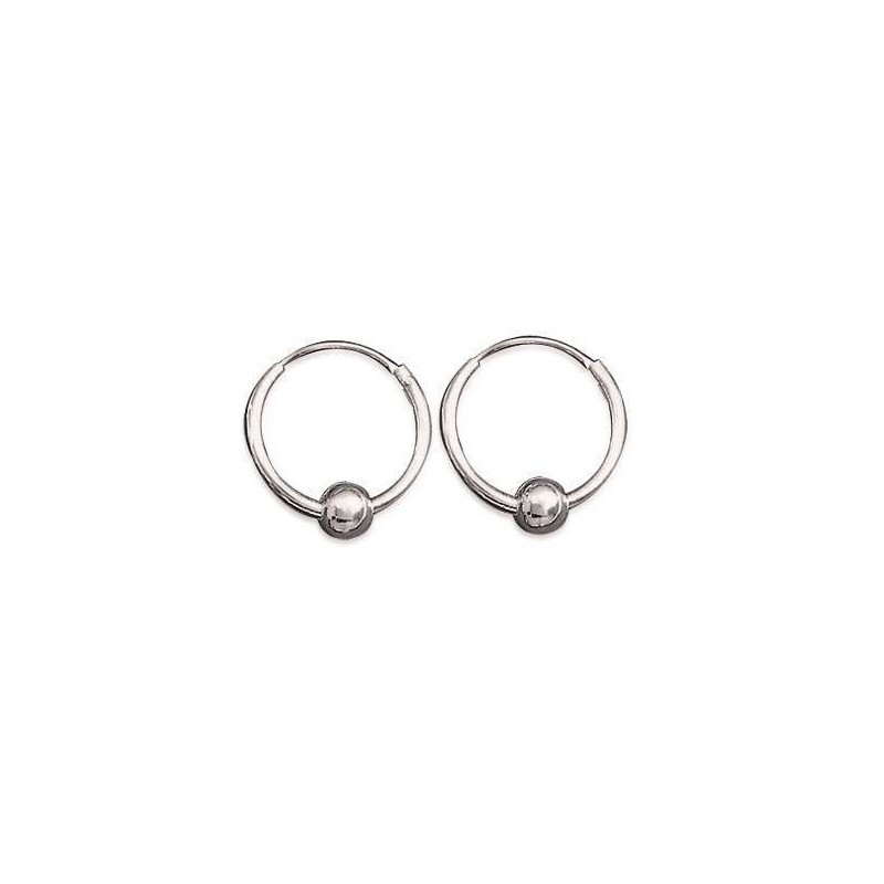Créoles avec perles en argent pour femme - Diamètre 14 mm - Lyn&Or Bijoux