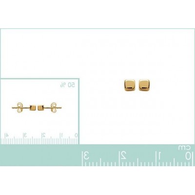 boucles d'oreilles en plaqué or pour femme, Petit cube de 3 mm - Lyn&Or Bijoux