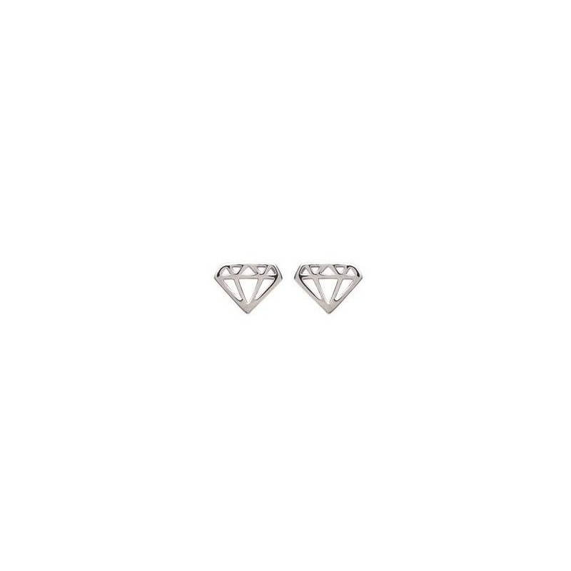 Boucles d'oreilles en argent rhodié et motif en forme de Diamant Boucles d'oreilles en argent rhodié et motif en forme de Diamant