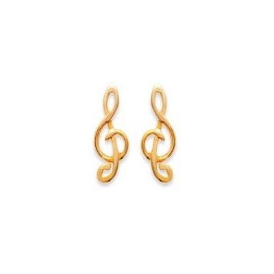 Boucles d'oreille enfant & femme en plaqué or - Clé-de-Sol - Lyn&Or Bijoux