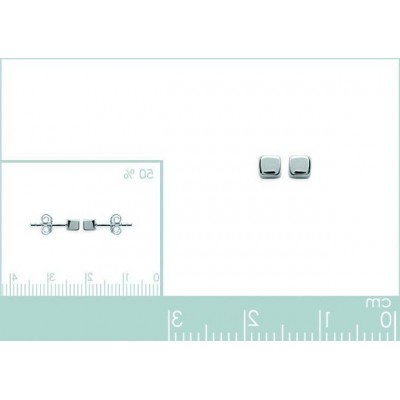 boucles d'oreilles en argent rhodié pour femme, Petit Cube 3 mm - Lyn&Or Bijoux