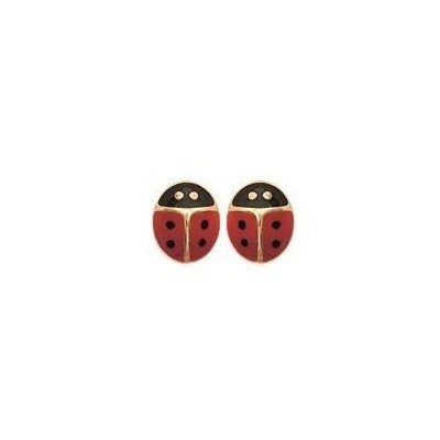 boucles d'oreilles fillette plaqué or - Coccinelle rouge - Lyn&Or Bijoux