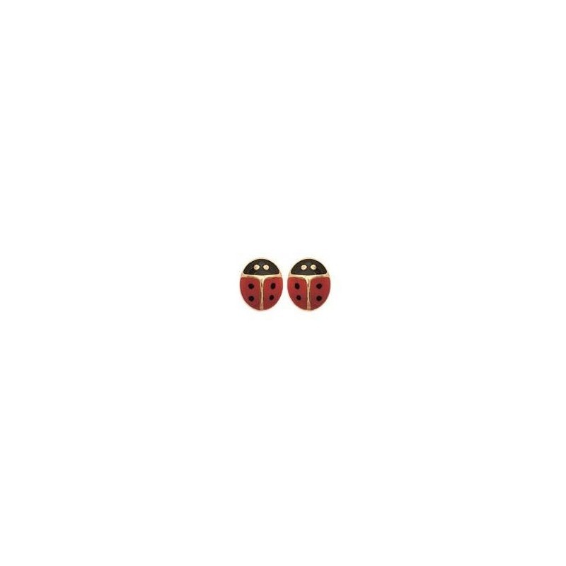 boucles d'oreilles fillette plaqué or - Coccinelle rouge - Lyn&Or Bijoux