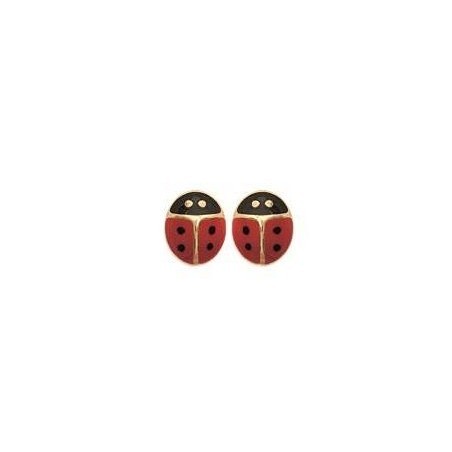 boucles d'oreilles fillette plaqué or - Coccinelle rouge - Lyn&Or Bijoux