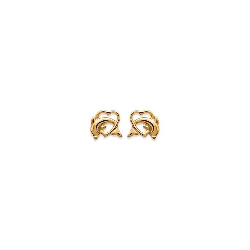 Boucles d'oreilles Dauphin, femme & enfant en plaqué or - Lyn&Or Bijoux
