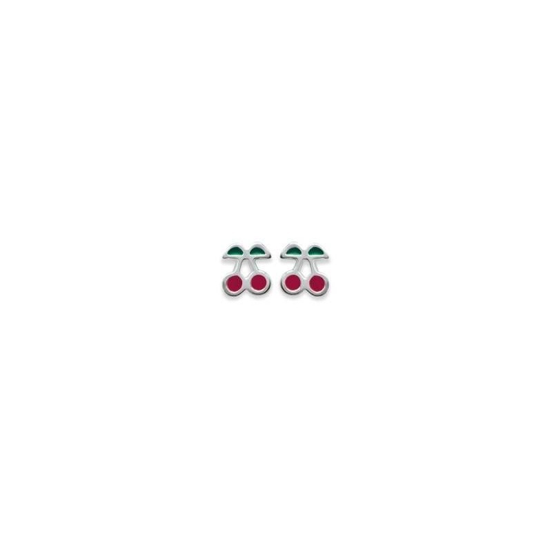 boucles d'oreilles fillette en argent - Cerise rouge - Lyn&Or Bijoux