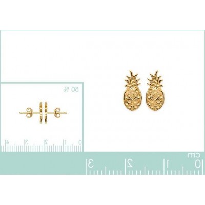 Boucles d'oreille en plaqué or pour femme, Ananas - Lyn&Or Bijoux
