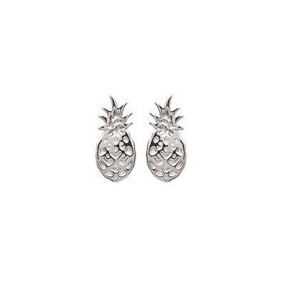 Boucles d'oreille en argent rhodié - Ananas - Lyn&Or Bijoux
