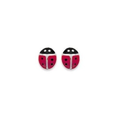 boucles d'oreilles enfant en argent - Coccinelle rouge - Lyn&Or Bijoux