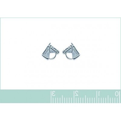 boucles d'oreilles Tête de cheval en argent 925 rhodié pour femme - Lyn&Or Bijoux