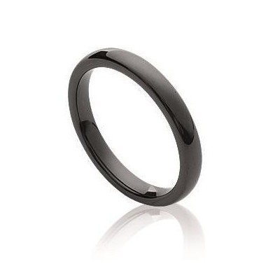 Bague anneau de céramique noire pour femme - Sygma - Lyn&Or Bijoux
