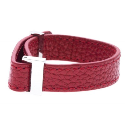 bracelet modulale en cuir rouge Odena, 1 cm pour femme - Lyn&Or Bijoux
